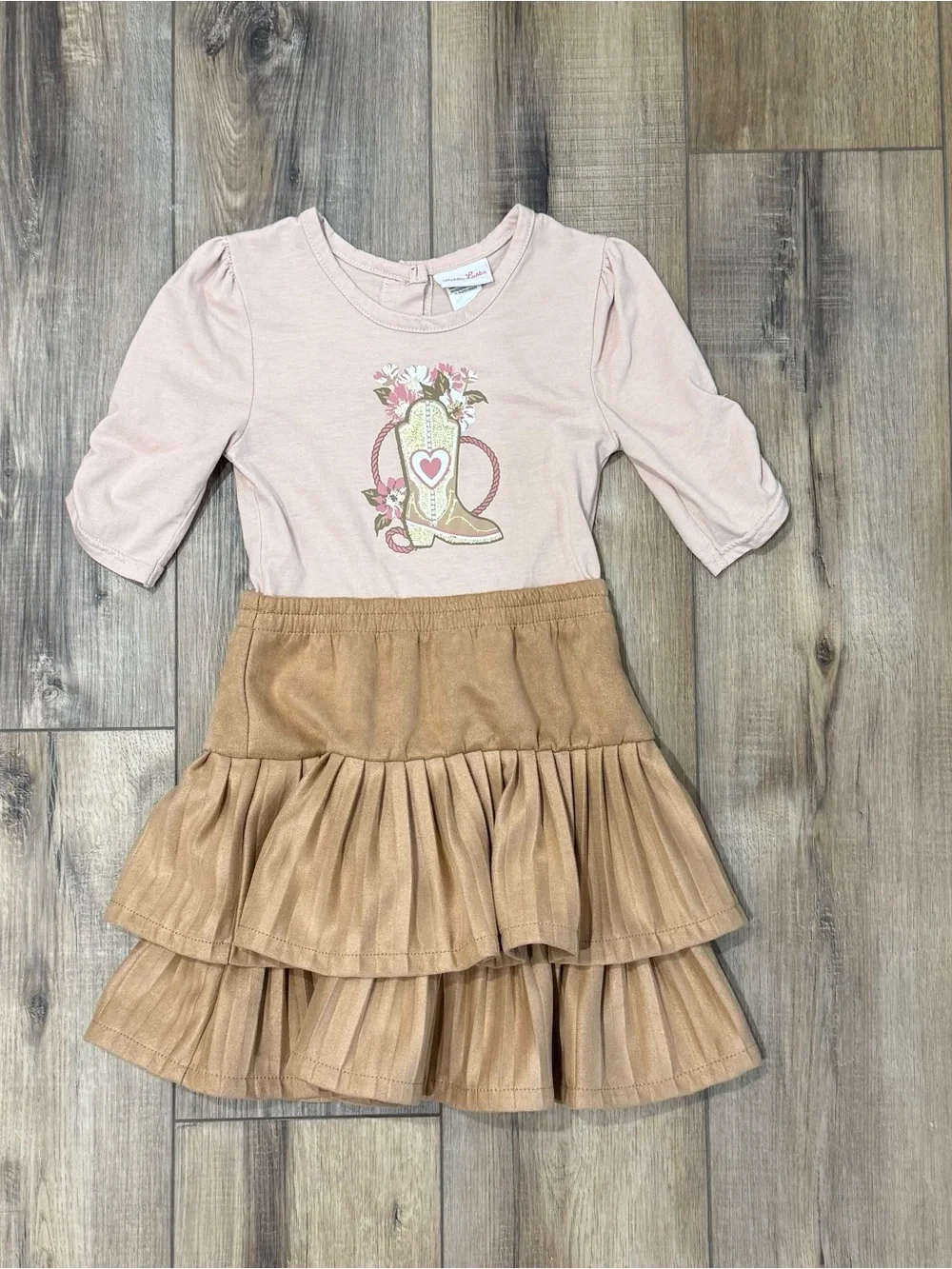 Little Lass Girls 3-Piece Denim Jacket Skirt Outfit Set Size 6 Western Cowgirl